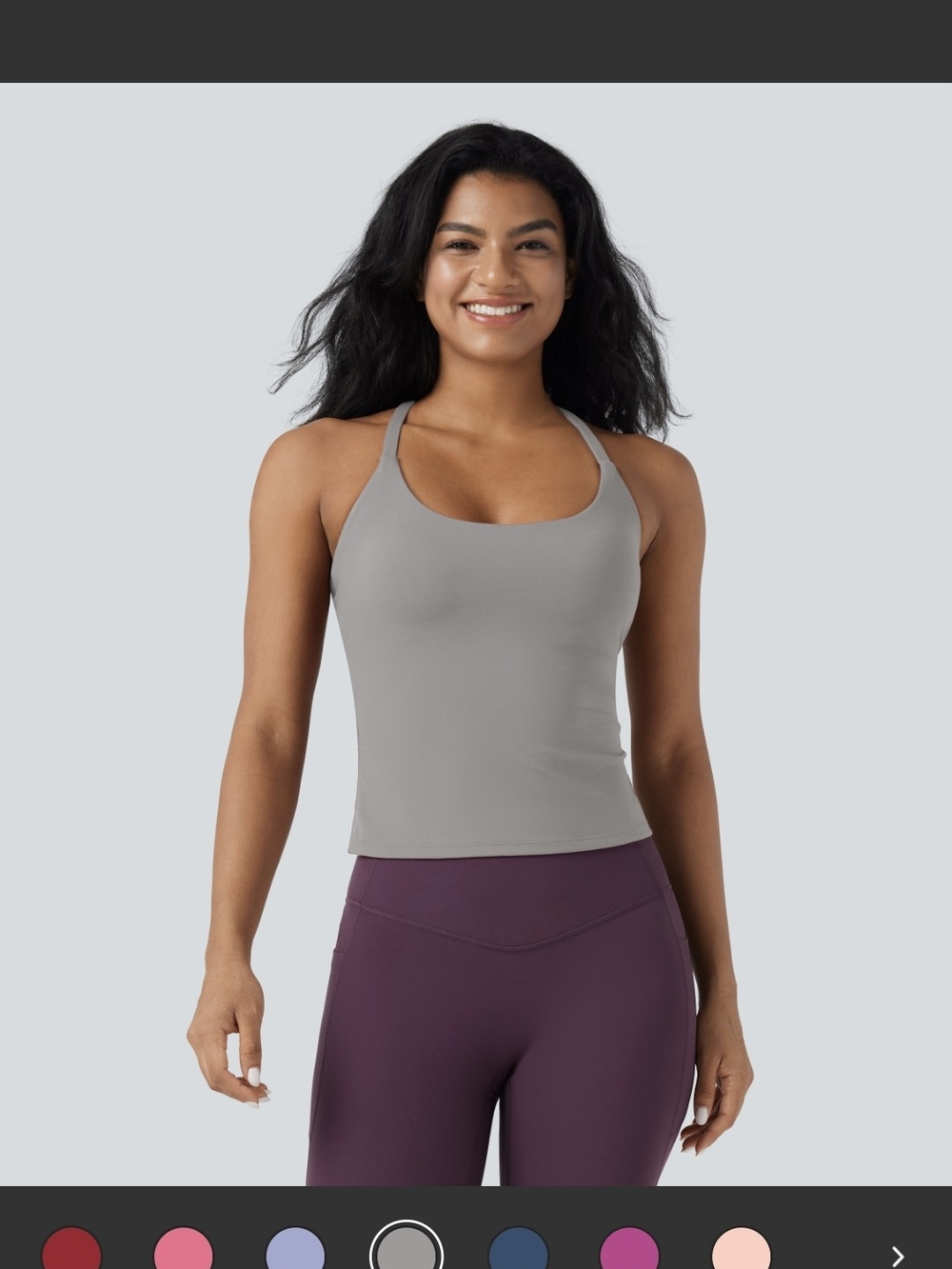 HALARA Scoop Neck Sports Tank in Light Gray